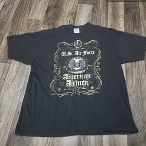Vintage Y2K US Air Force T Shirt Mens XXL Black 7.62 Design Airman Military